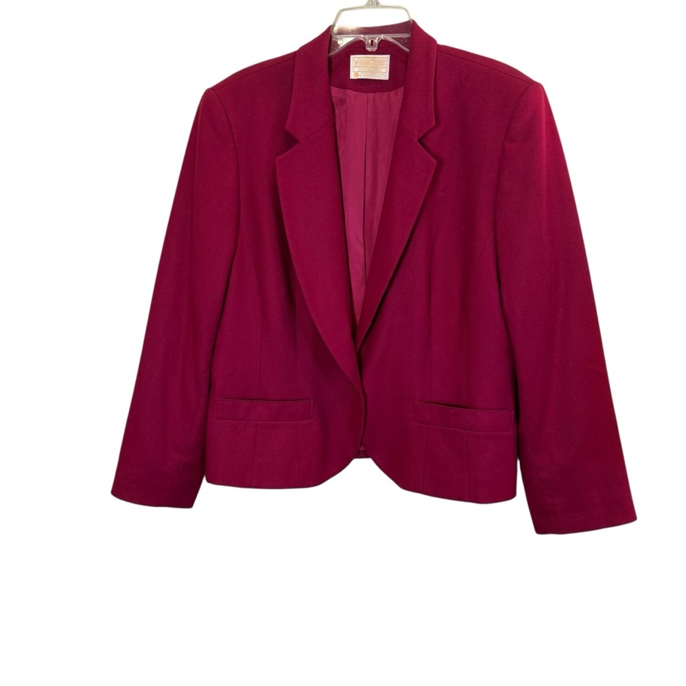 Vintage Pendleton Women's Deep Berry 100% Wool Career Professional Blazer sz 10